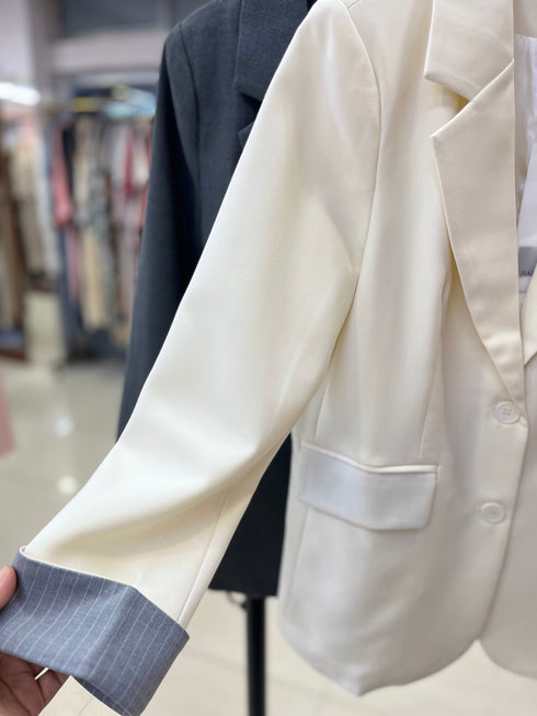 Single Breasted Folded Sleeves Blazer